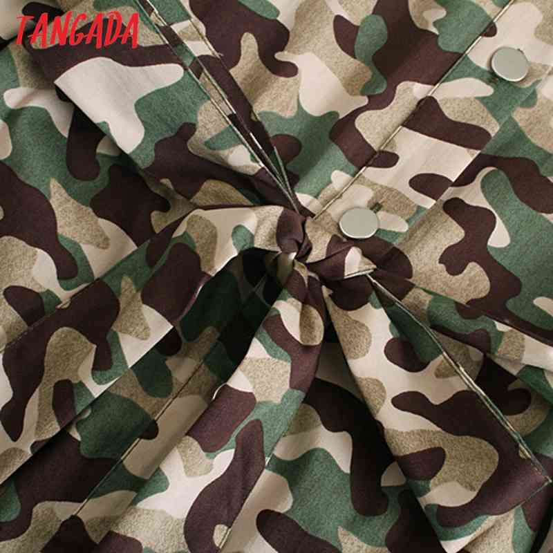 Fashion Women Camouflage Print Loose Shirt with Slash Long Sleeve High Street Ladies Mini Dress 5Z89 210416