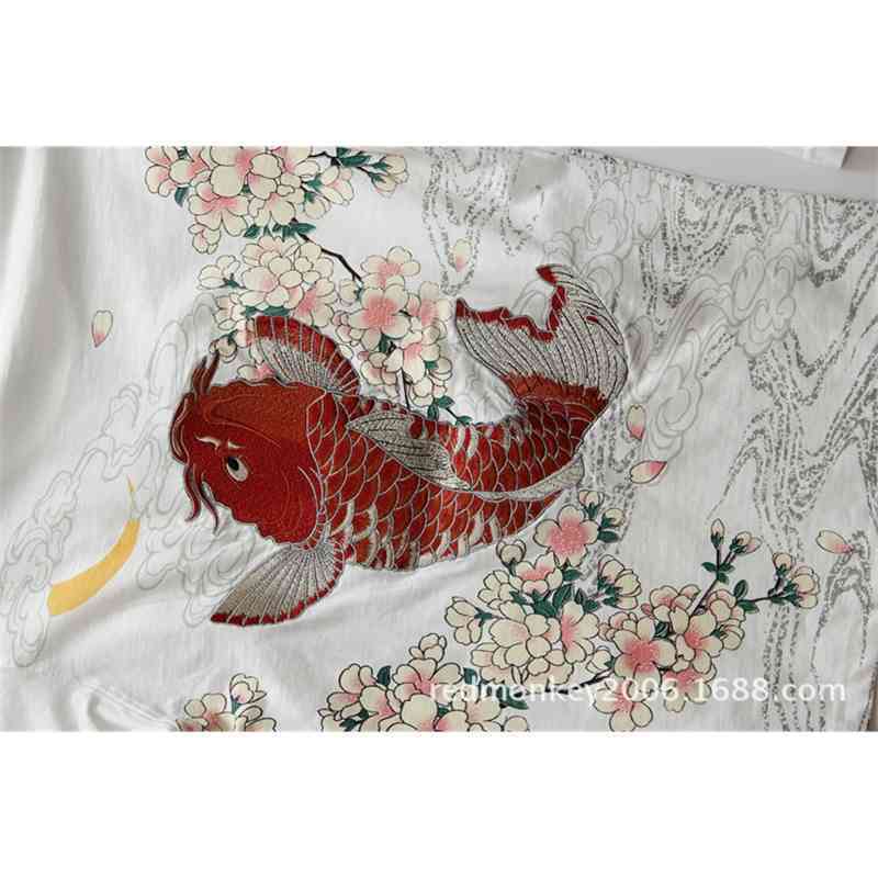 IEFB Embroidery T-shirt Chinese Style Round Collar Short Sleeve Tee Tops For Men Fashion Ukiyoe Pattern Clothes 9Y5856 210524