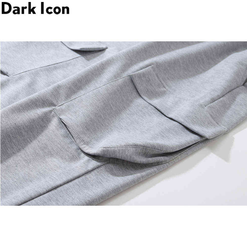 Elastic Waist Side Pockets Jogging Pants Men Plain Men's Pants Jogger Trousers Grey Black 210603