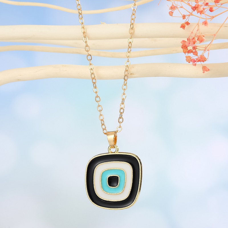 Fashion Enamel Geometry Evil Eyes Pendant Necklace For Womens Jewelry Big Turkish Eye Chains Choker Necklaces Clavicel Chains for women jewelry