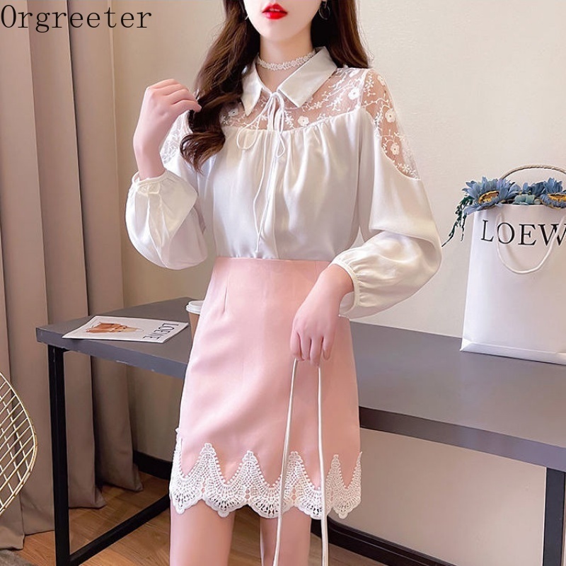 Orgreeter Elegant Retro Lace Stitching Chiffon Shirt and Bodycon Mini Skirt Two piece Sets Female Women' Suits 210525, Black
Orgreeter Elegant Retro Lace Stitching Chiffon Shirt and Bodycon Mini Skirt Two piece Sets Female Women' Suits 210525, Black