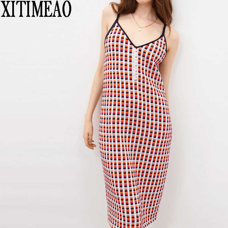 Za Women Sweet Fashion Patchwork Check Knitted Suspender Dress Female Straight And Loose Dresses XITIMEAO 210602, Red
Za Women Sweet Fashion Patchwork Check Knitted Suspender Dress Female Straight And Loose Dresses XITIMEAO 210602, Red