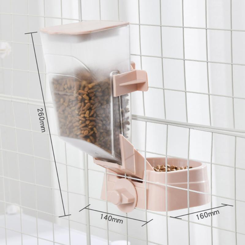 Pet Hanging Food Dispenser Multipurpose Dog Cats Parrots Birds Foodstuff Feeder Iron Cage Device Adjusted Hangable Bowl 2L