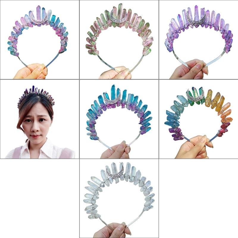 Hair Clips & Barrettes Romantic Colorful Jewelry Tiara Crown Rainbow Raw Quartz Crystal Headband Ethnic Antique Crescent Moon Metal Hoop, Golden;silver
Hair Clips & Barrettes Romantic Colorful Jewelry Tiara Crown Rainbow Raw Quartz Crystal Headband Ethnic Antique Crescent Moon Metal Hoop, Golden;silver