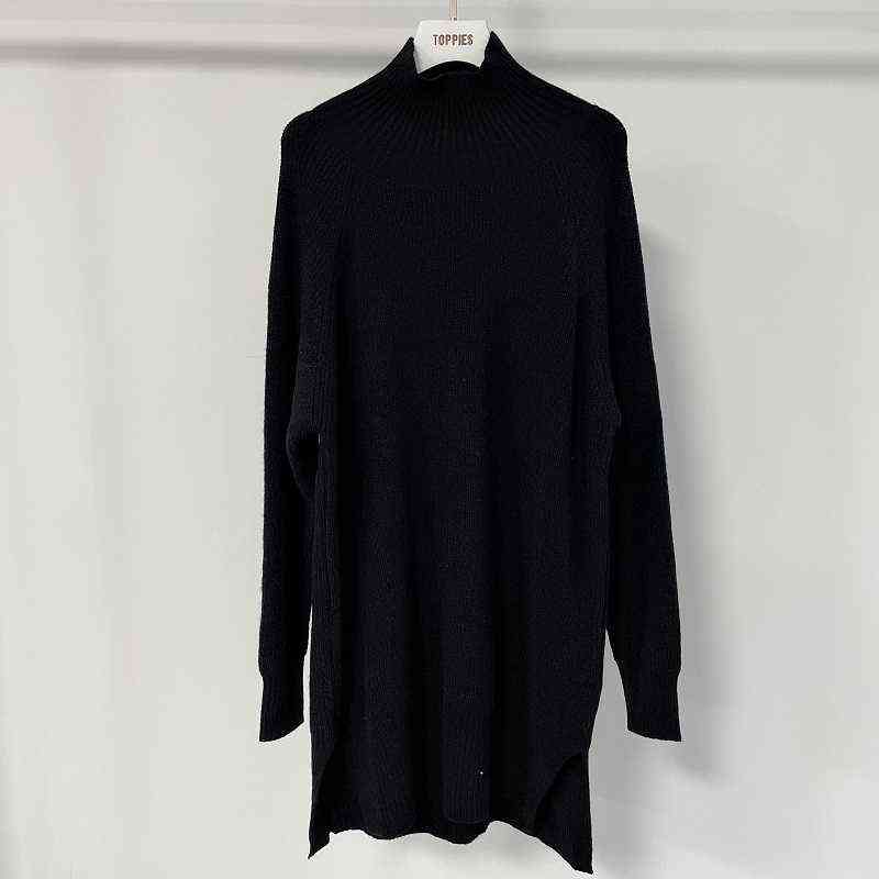Toppies Autumn Winter Women Knitted Sweater Dress Long Sleeve Solid Sweater Casual Loose Sweater Dress Female 211123wtt