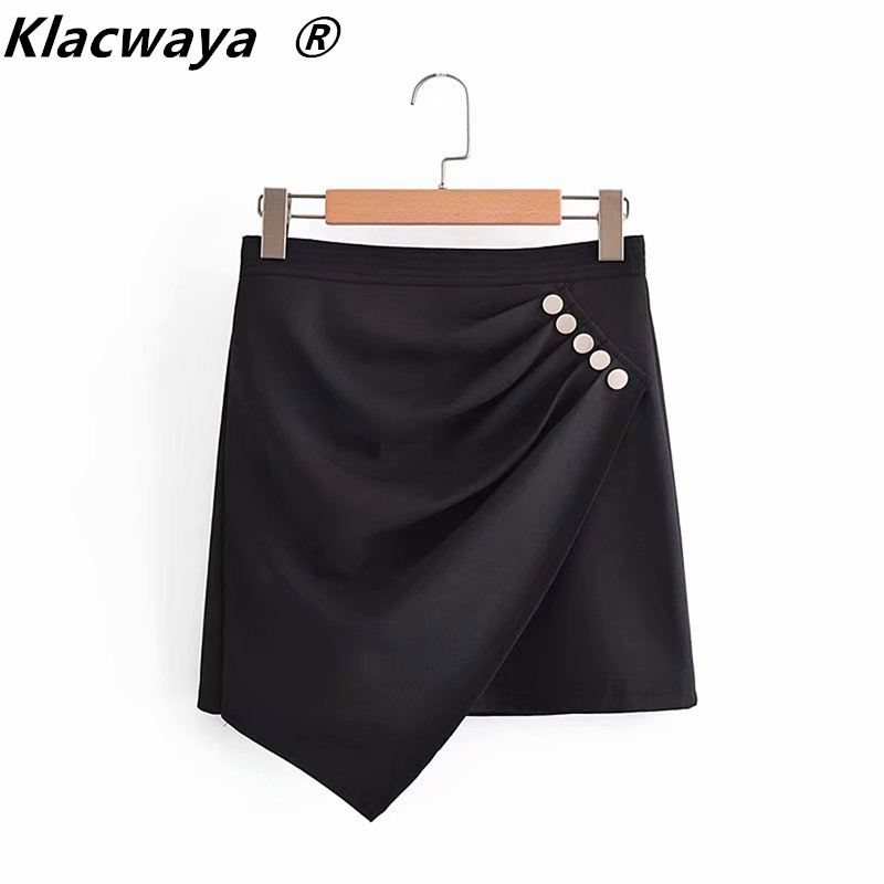 Women Spring High Waist Mini Skirt Chic Irregular Button Skirts Office Lady Solid Zipper A-line Slim 210521, Black
Women Spring High Waist Mini Skirt Chic Irregular Button Skirts Office Lady Solid Zipper A-line Slim 210521, Black