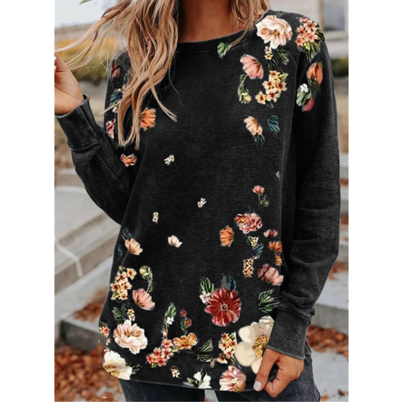 Harajuku T-shirt Woman Tshirts O-Neck Aesthetic Print Casual Oversized T Shirt Flower Graphic Tee Vintage Plus Fashion Tops 210515