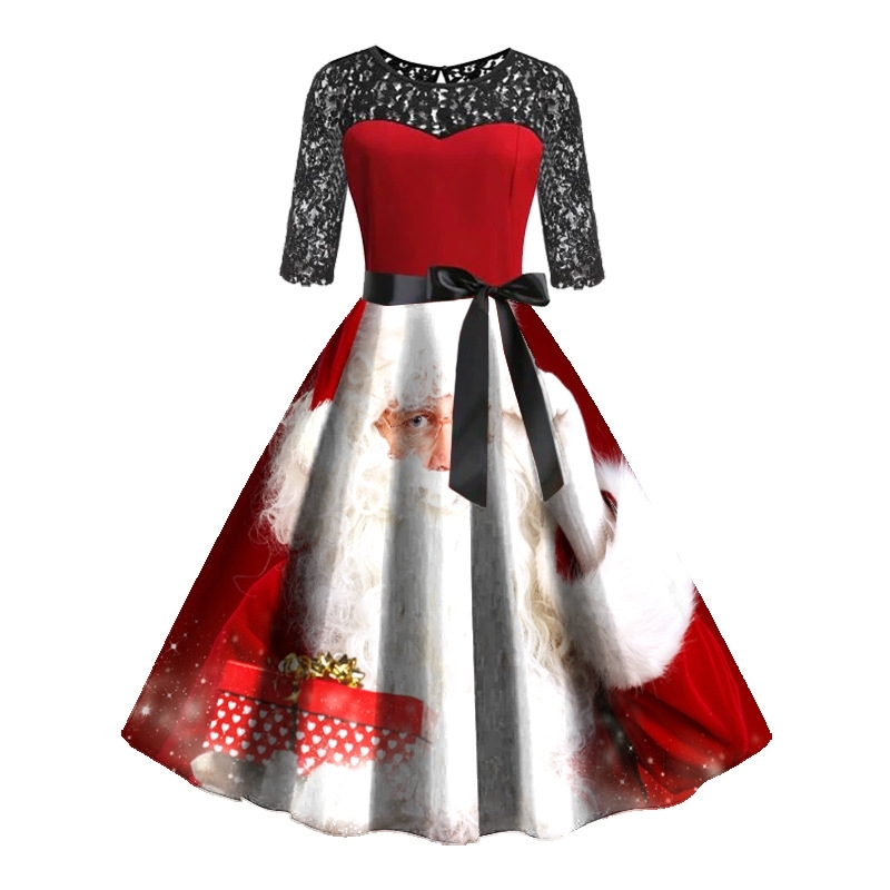 Plus Size Black Big Swing Print Vintage Christmas Dress Women Winter Casual Half Sleeve Sexy Year Party Lace Up 210603
Plus Size Black Big Swing Print Vintage Christmas Dress Women Winter Casual Half Sleeve Sexy Year Party Lace Up 210603
