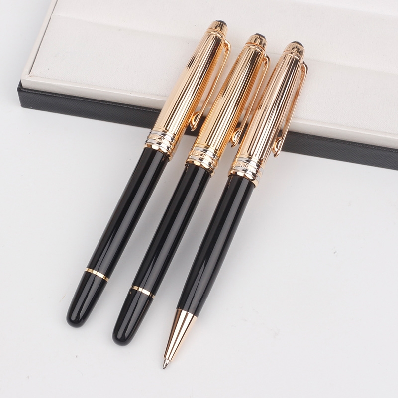 Luxury Msk-163 writing Rollerball pen Ballpoint Fountain pens Black Resin Golden and Silver Ag925 Stripe engrave office school supplies with Series Number от DHgate WW