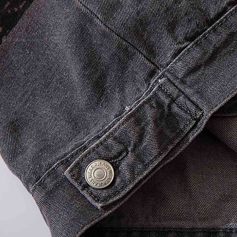 IEFB Men's Red Denim Jacket Trend All-match Work Clothes Hip-hop Loose Big Size Jeans Coat For Men Letter Print Clothing 9Y355 210524