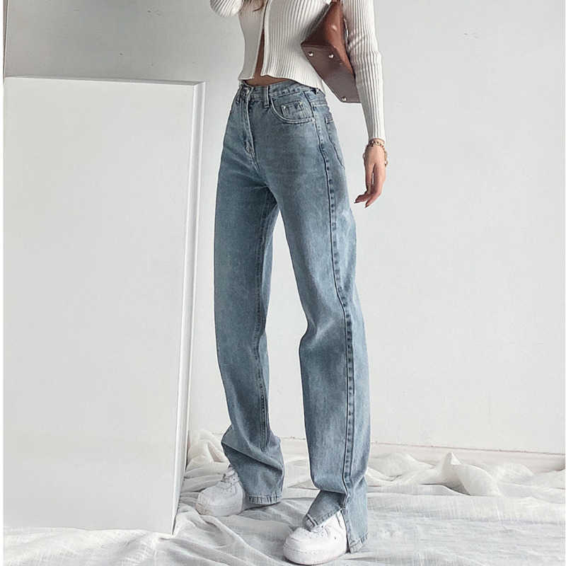 WOMENGAGA Slim Straight Jeans High Waists For Women's Winter Autumn Pants Split Legs Trousers Girl Female XH6I 210603, Light blue
WOMENGAGA Slim Straight Jeans High Waists For Women's Winter Autumn Pants Split Legs Trousers Girl Female XH6I 210603, Light blue