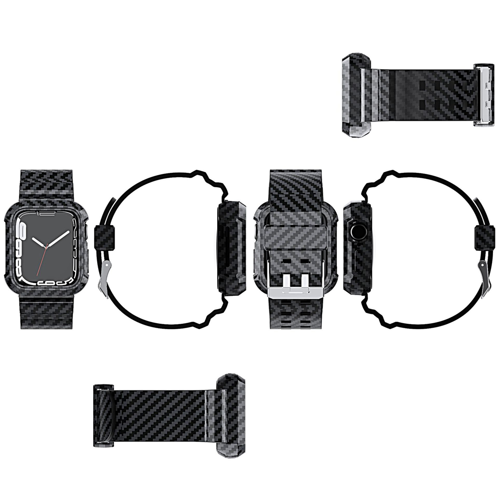 Conjoined Straps Commercial Carbon Fiber Texture Stripe Wristband Sport Band Protective Bracelet Bands for Apple Watch 7 iWatch 41mm 45mm free shippin