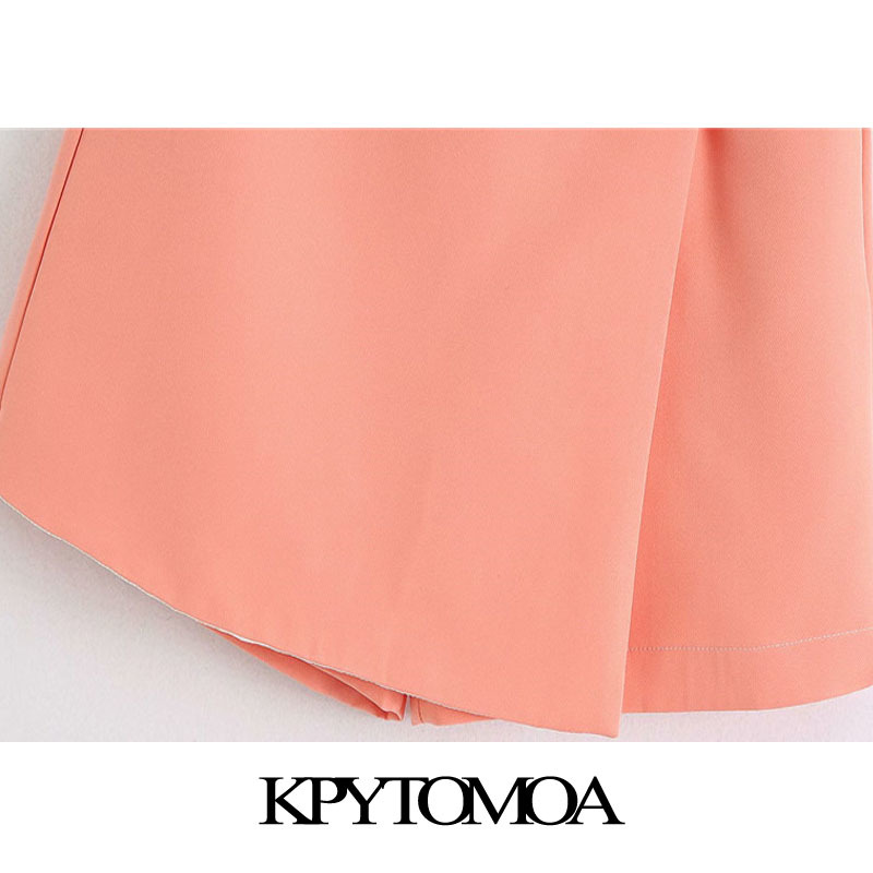 Women Chic Fashion Office Wear Asymmetric Wrap Mini Shorts Skirt Vintage High Waist Side Zipper Female Skort Mujer 210416