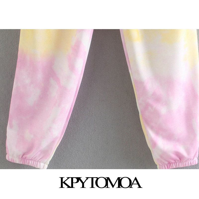 Women Fashion Tie Dye Print Pants High Elastic Waist Streetwear Female Ankle Trousers Pantalones Mujer 210420