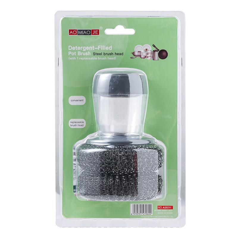 1PC Kitchen Pressing Cleaning Brush Soap Dispensing Palm Brush Easy Use Scrubber Wash Clean Brush Kitchen Cleaning Tool
