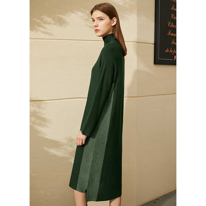 Minimalism Winter French Style Women's fashion dress Sweater Dress Loose Knee-length Knitting 1388 210527