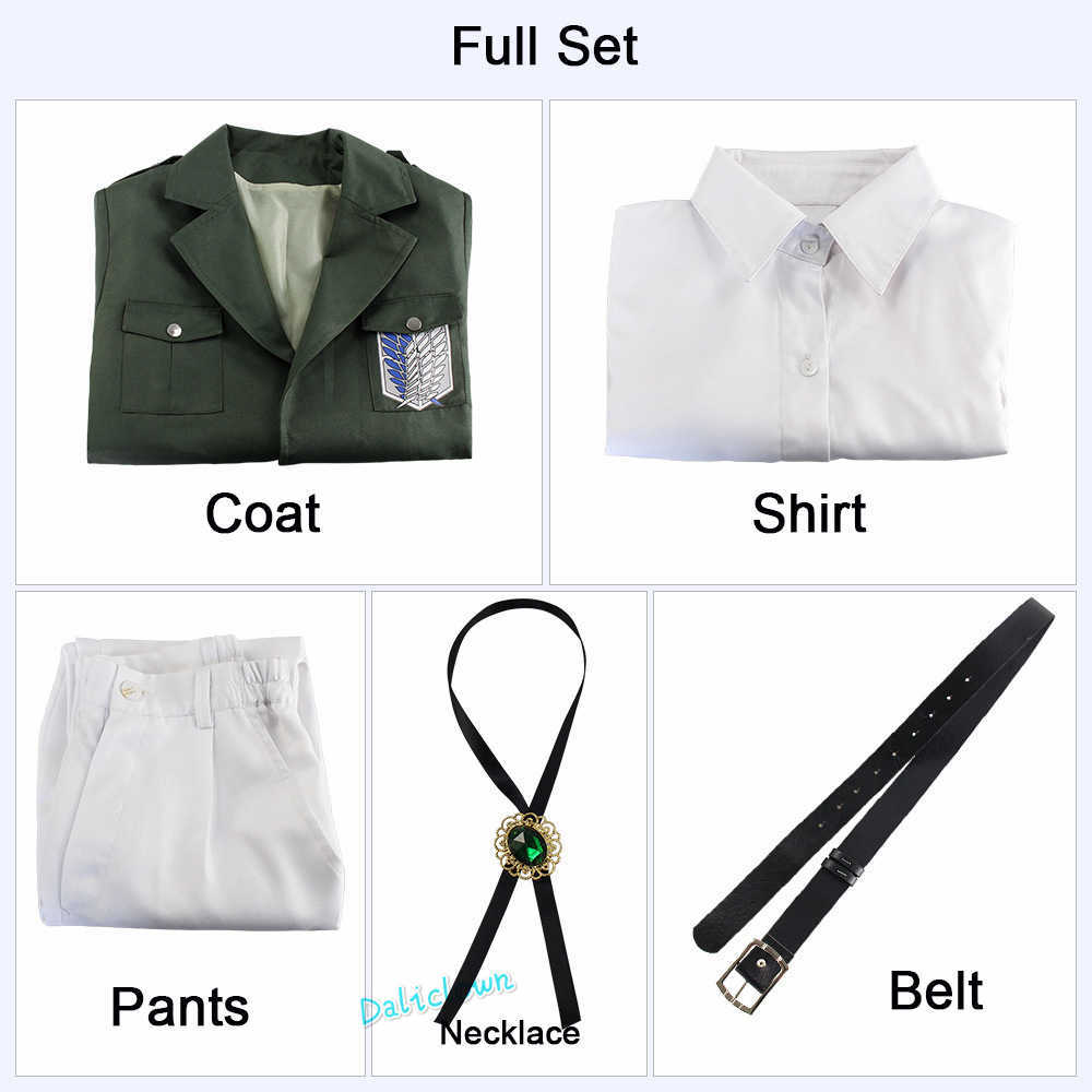Attack on Titan Cosplay Levi Costume Shingek No Kyojin Scouting Legion Soldier Coat Trench Jacket Uniform Men Halloween Outfit Y0913