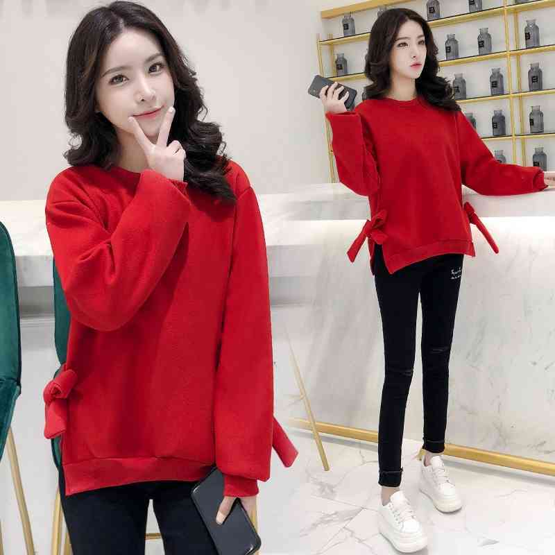Autumn Winter Women Sweatshirt O-neck Pullover Tops Long Sleeve Side Bow Solid Red Casual Student Sweashirt 210525
Autumn Winter Women Sweatshirt O-neck Pullover Tops Long Sleeve Side Bow Solid Red Casual Student Sweashirt 210525