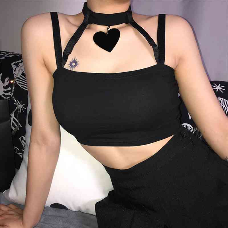 gothic summer sleeveless harajuku women camis vest girls halter strappy solid color crop slim fit low chest camisole, White
gothic summer sleeveless harajuku women camis vest girls halter strappy solid color crop slim fit low chest camisole, White