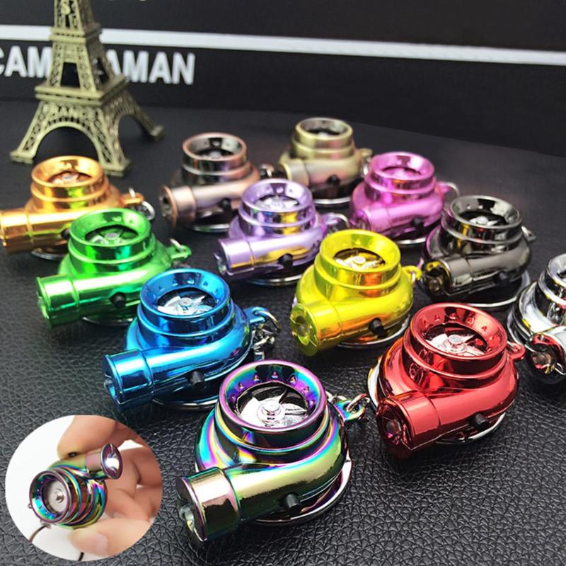 Keychains Mini Turbo Turbocharger Keychain Spinning Turbine Key Chain Ring Keyring Keyfob Car Interior Gifts Accessories