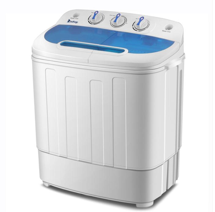 Laundry Products Compact Tub with Built-in Drain Pump XPB46-RS4 13Lbs Semi-automatic Twin Tube Washing Machine US Standard White & Blue