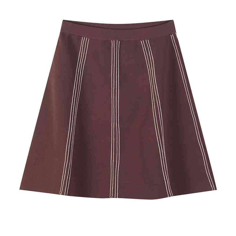 VGH Black Elegant Bright Line Decoration Skirt For Women High Waist Vintage Mini Skirts Female Summer Fashion Clothing Tide 210421