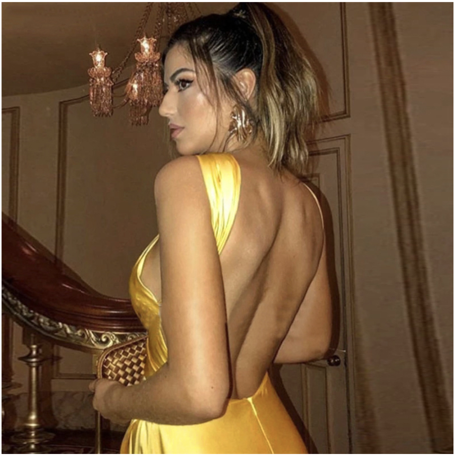 Backless Gold Sexy Long Prom Dresses High Slit A Line Shiny Satin Formal Dress For Women Plus Size Evening Party Gown Cheap