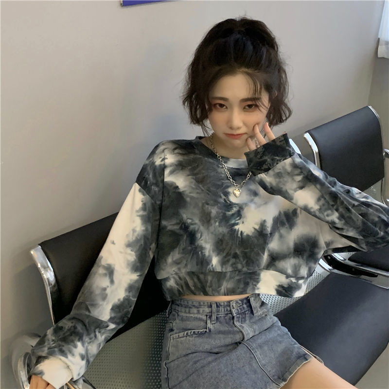 Wonder Niche Tie-dye Hoodies Spring Lady Pullovers Vintage Long Sleeve Sweatshirt Casual Korean Tops 210510