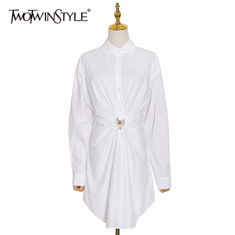 White Hollow Out Dresses For Women Lapel Collar Ruched Casual Loose Female Summer Clothing 210520
White Hollow Out Dresses For Women Lapel Collar Ruched Casual Loose Female Summer Clothing 210520