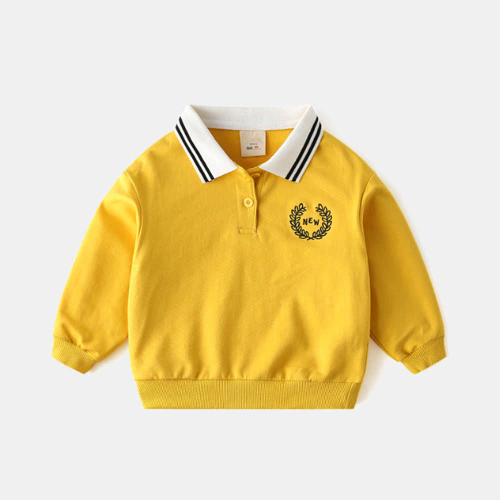 Mudkingdom Boys Sweatshirts Long Sleeve Pullover Casual Tops Fashion Embroidery Lapel Clothes Spring Autumn 210615