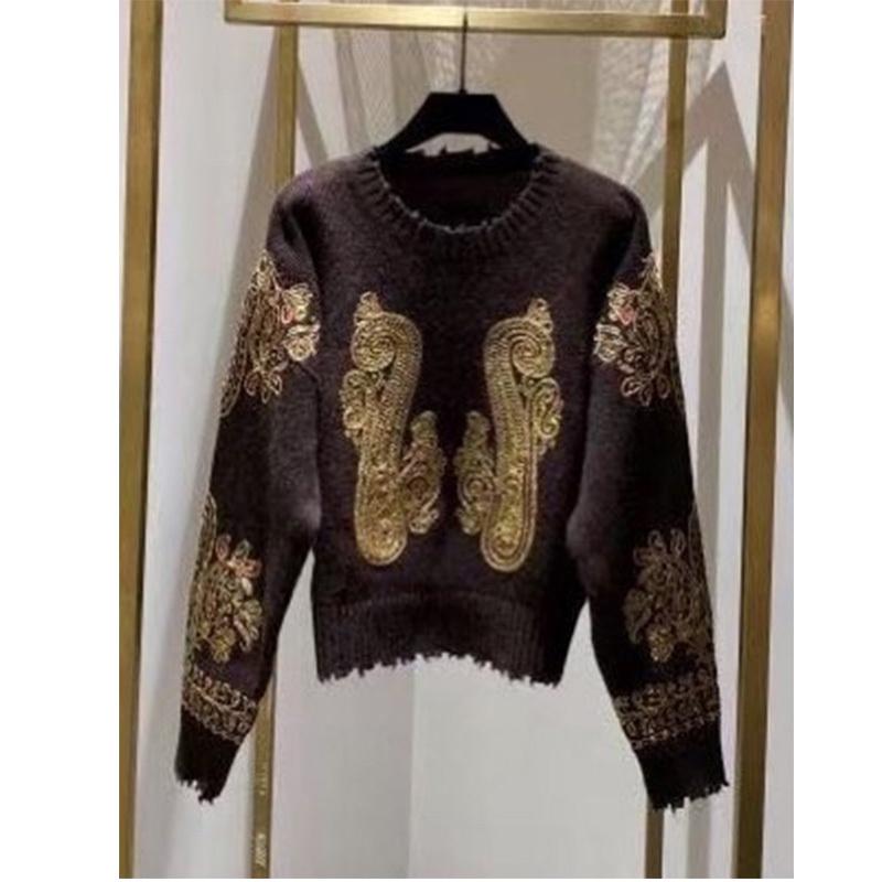 Women' Sweaters 21 Autumn Winter Women Retro Knitted Pullovers Gold Thread Embroidery Hole Broken Jumper High Quality Long Sleeve Sweater, Like picture
Women' Sweaters 21 Autumn Winter Women Retro Knitted Pullovers Gold Thread Embroidery Hole Broken Jumper High Quality Long Sleeve Sweater, Like picture
