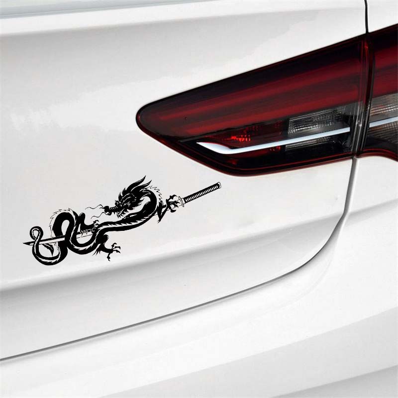 18.2*7.6CM Oem Dragon Samurai Symbol Car Sticker Decal Soldier Black/Silver Covering The Body Vinyl