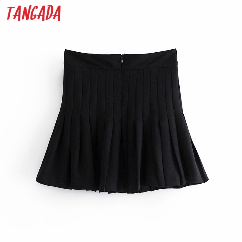 Women Chain Pleated Skirts Faldas Mujer Zipper French Style Female Mini Skirt JE90 210416