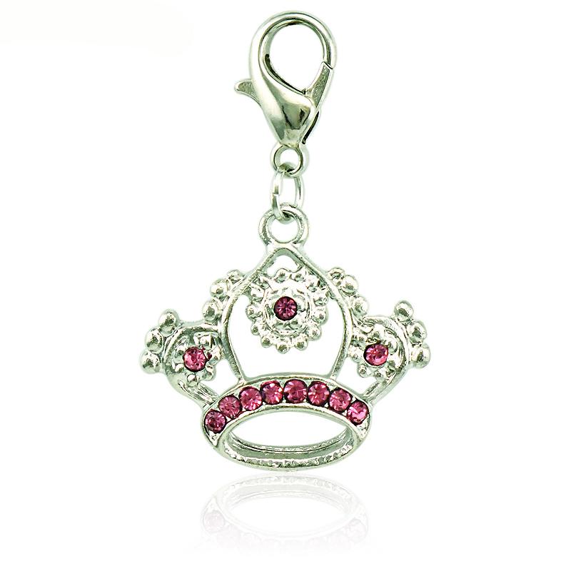 2021 New Fashion Lobster Clasp Charms Dangle Rhinestone Pierced Imperial Crown Pendants DIY Making Jewelry Accessories Wholesale