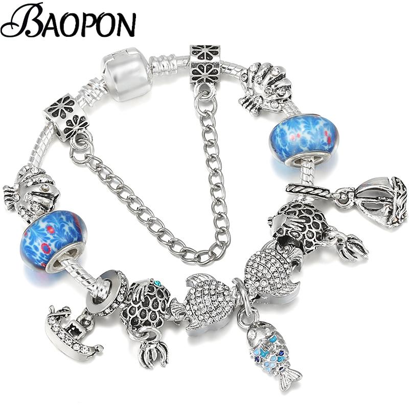 Charm Bracelets Silver Color Ocean Series Fish Freey Pendant Bracelet With 16cm-21cm Chain For Women Jewelry Gift Drop
Charm Bracelets Silver Color Ocean Series Fish Freey Pendant Bracelet With 16cm-21cm Chain For Women Jewelry Gift Drop