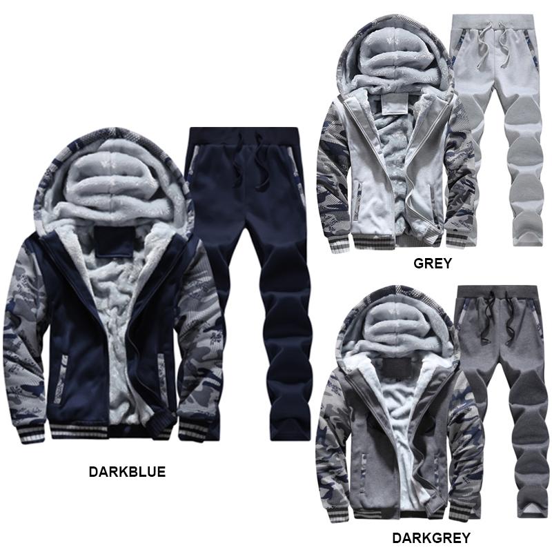 Autumn Winter Warm Tracksuit Men 2 Piece Thick Sweatshirt Jackets Sweatpant 2021 Brand Mens Suit Casual Sportswear Male Outwear Men's Tracks