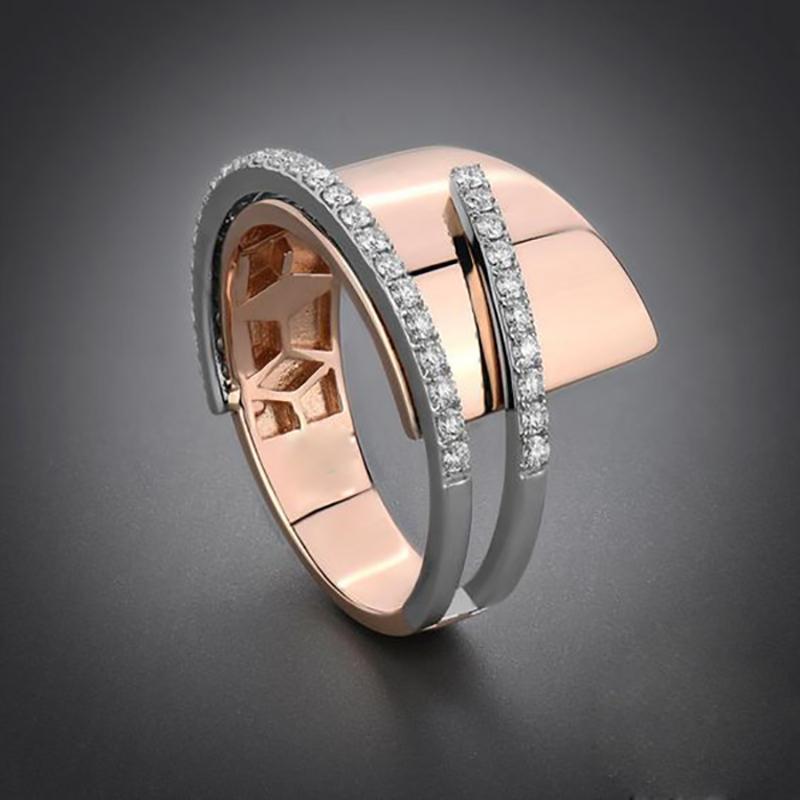 Cluster Rings RongXing Simple Fashion Double Color White Zircon Engagement For Women Men Rose Gold/White Gold CZ Stone Wedding Ring
Cluster Rings RongXing Simple Fashion Double Color White Zircon Engagement For Women Men Rose Gold/White Gold CZ Stone Wedding Ring