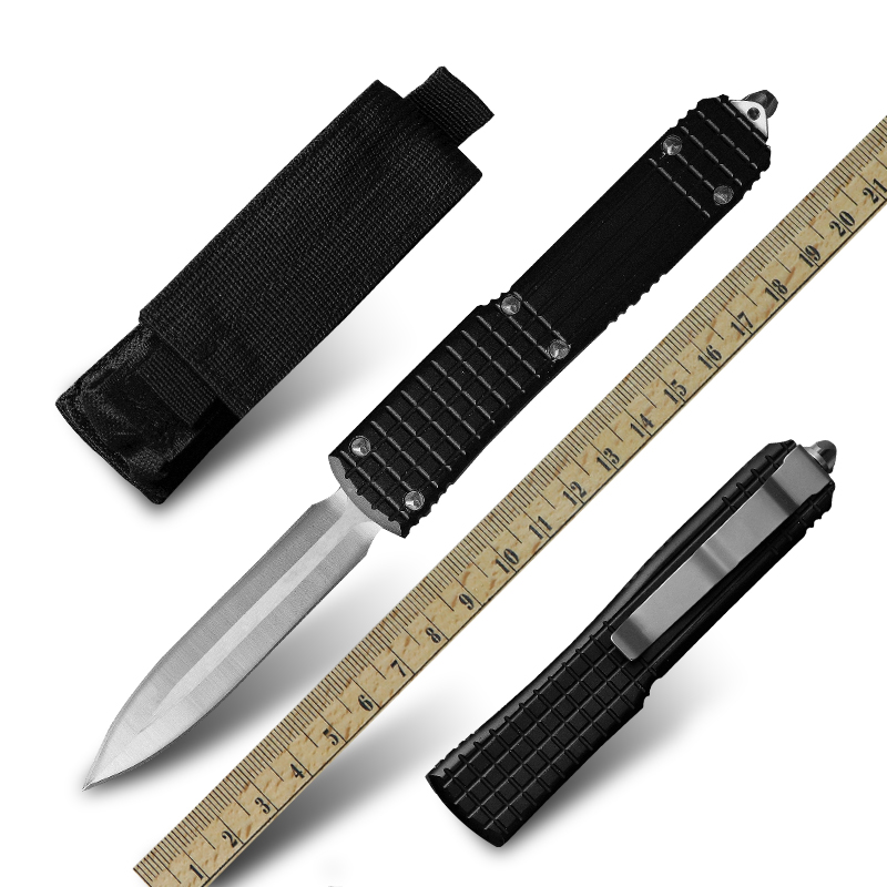 US OEM Knives Front Automatic Knife Black Aluminum Alloy Double Action Knife Military Tactical Outdoor Camping Hunting Self-Defense Tools EDC Poc