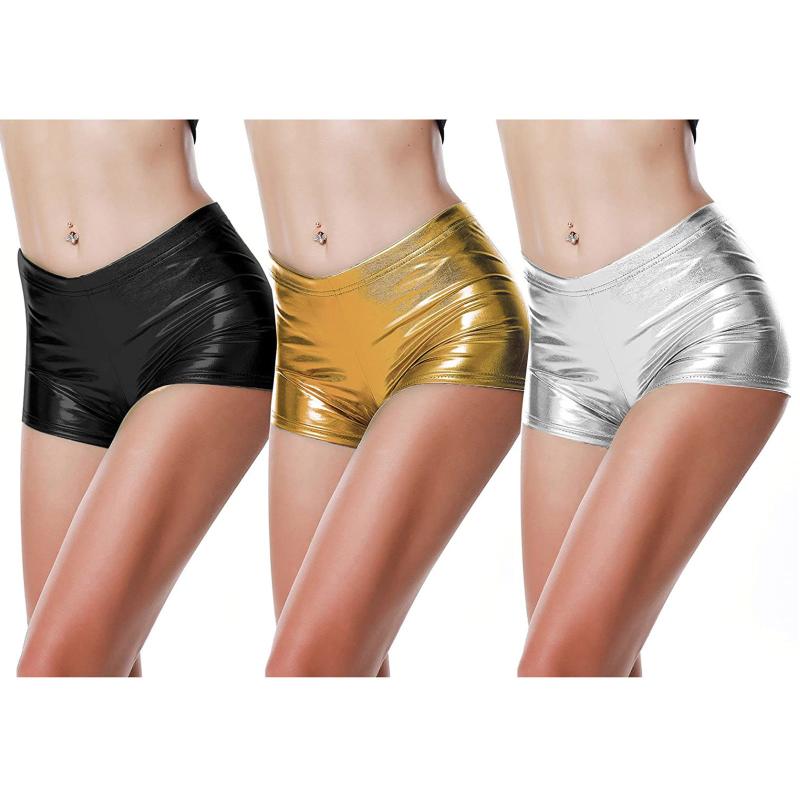 Women' Shorts Panties Glossy Metallic Color Carnival Dance Belly Leather Summer High Waist Sexy Pants, Black
Women' Shorts Panties Glossy Metallic Color Carnival Dance Belly Leather Summer High Waist Sexy Pants, Black