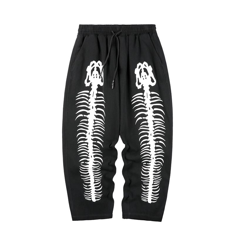 Men's Pants Autumn Oversize Cotton Skull Casual Black Men Clothing Elastic Waist Wide Leg Trousers Fashion Harajuku Streetwear 
Men's Pants Autumn Oversize Cotton Skull Casual Black Men Clothing Elastic Waist Wide Leg Trousers Fashion Harajuku Streetwear