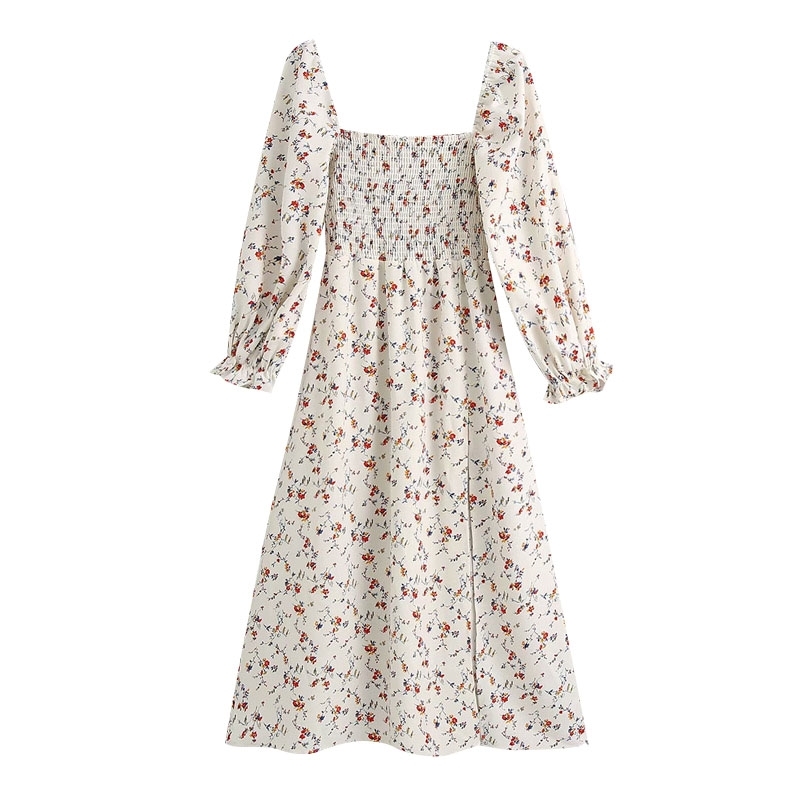 Women Chic Stylish Floral Print Elastic Chest Dress Vintage Square Collar Long Sleeve Side Open Dresses Female Vestidos 210520, As picture
Women Chic Stylish Floral Print Elastic Chest Dress Vintage Square Collar Long Sleeve Side Open Dresses Female Vestidos 210520, As picture