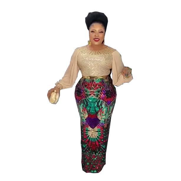 Ethnic Clothing 2021 Autumn Sequins Africa Muslim Long Maxi Dress High Quality Fashion Wedding Evening African Dresses For Women
