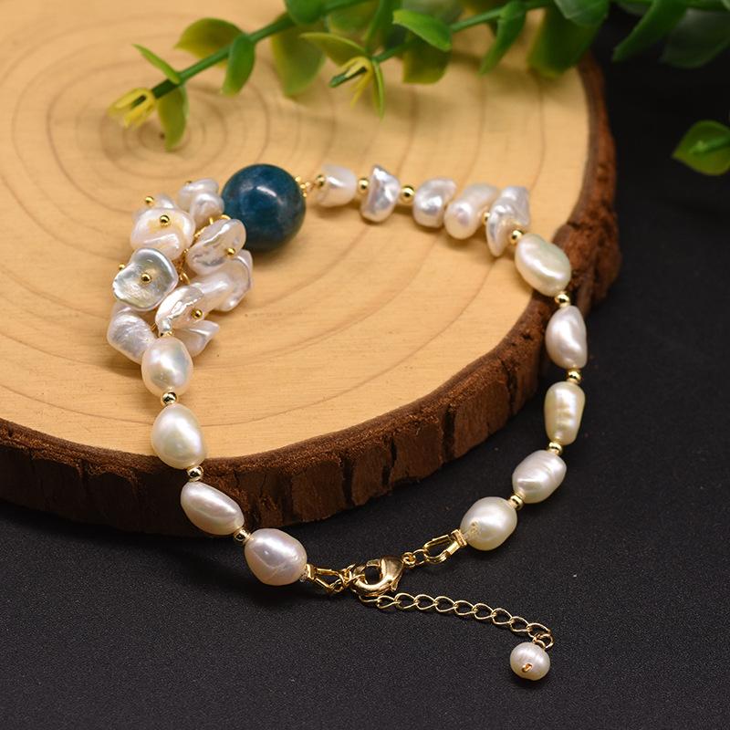 Charm Bracelets Natural Baroque Pearl Bracelet Blue Stone Beads Chain Bangle Vintage Jewelry For Women Fine Jewellery Party Gifts Elegant, Golden;silver
Charm Bracelets Natural Baroque Pearl Bracelet Blue Stone Beads Chain Bangle Vintage Jewelry For Women Fine Jewellery Party Gifts Elegant, Golden;silver