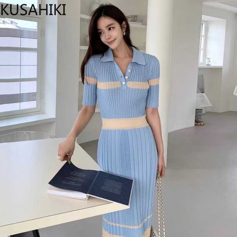 KUSAHIKI Elegant Knitted Contrast Color Bodycon Dress Women Korean Short Sleeve Turn-down Collar Sweater Dresses Vestidos 6H766 210602, Black
KUSAHIKI Elegant Knitted Contrast Color Bodycon Dress Women Korean Short Sleeve Turn-down Collar Sweater Dresses Vestidos 6H766 210602, Black