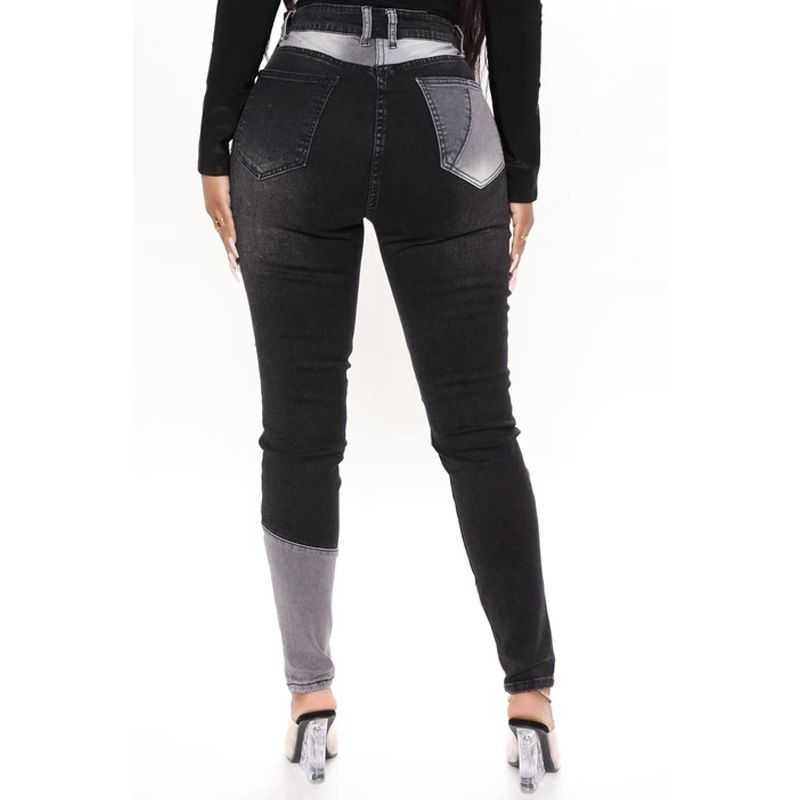 Women High Waist Mom Jeans Streetwear Vintage Patchwork Skinny Pants Autumn Korean Fashion Pencil Denim Trousers Y2K Clothes 210922