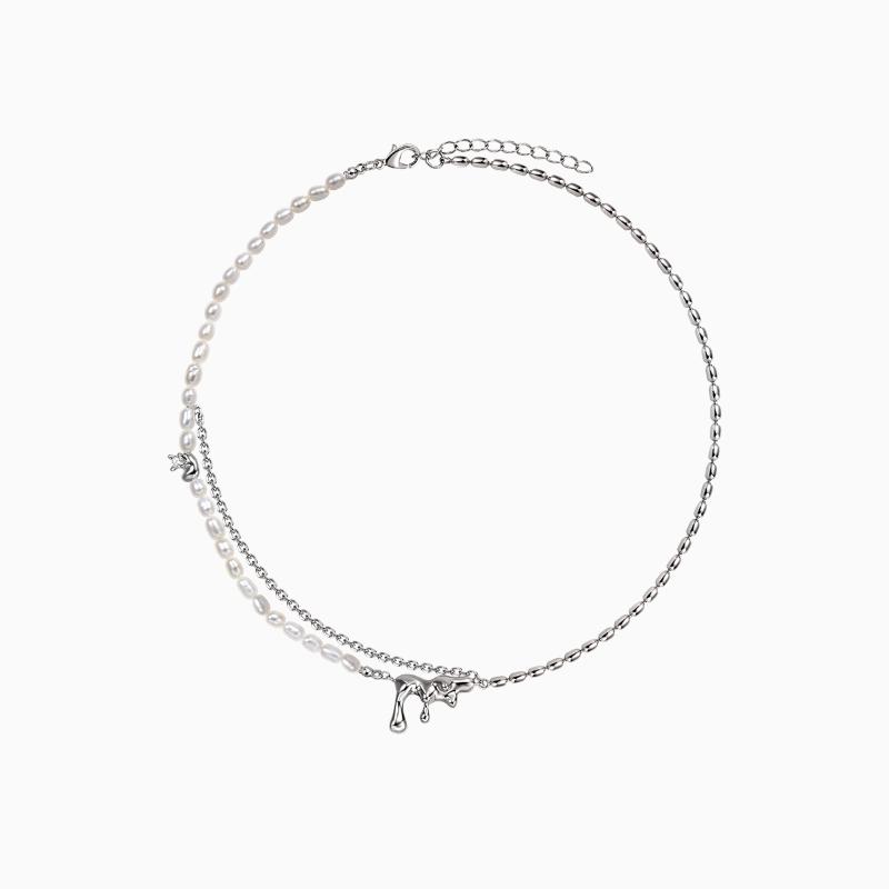Chokers Original Design Temperament Fashionable Freshwater Pearl Stitching Melted Metal Clavicle Chain Neckwear For Women
Chokers Original Design Temperament Fashionable Freshwater Pearl Stitching Melted Metal Clavicle Chain Neckwear For Women