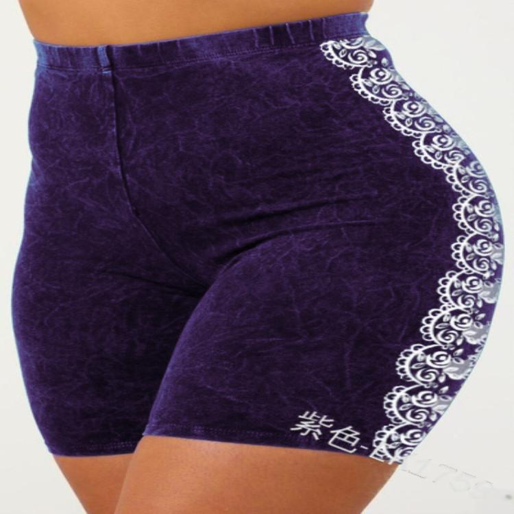 Fashion Casual Skinny Elastic Waist Pattern Shorts Women's Mid