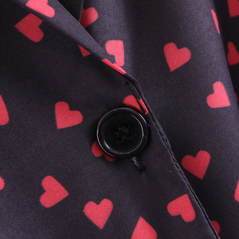 Summer Women's Lapel Black Heart Button Front Knot Long Sleeve Shirt Short Women's Top Casual fashion personality 210507