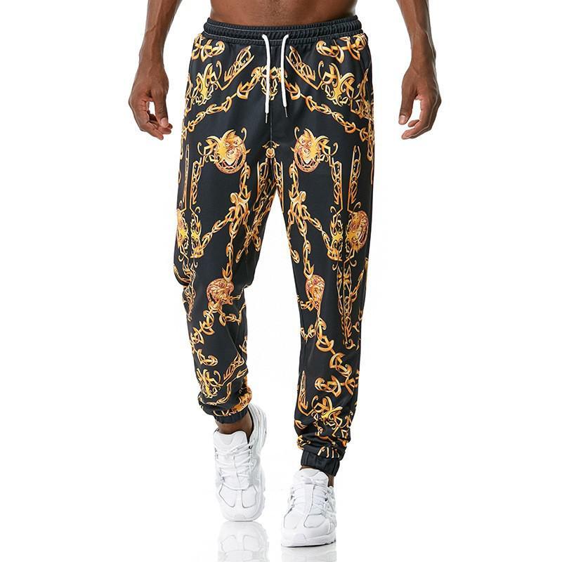 Gold Luxury Designer Mens Trousers Are Unusual Stylish Jogging Pants Loose Hiphop Streetwear Sweatpants Pantalon Ethnic Men's