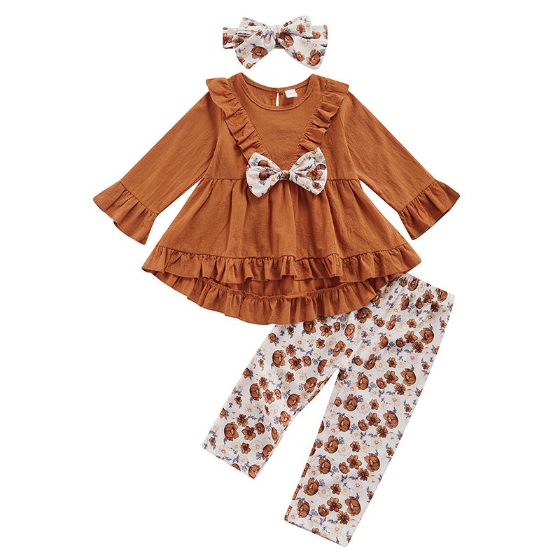 Clothing Sets Girls Autumn 3Pcs Outfit Orange Long Sleeve A-Line Tops + Floral Pants Headband For Born Baby, White
Clothing Sets Girls Autumn 3Pcs Outfit Orange Long Sleeve A-Line Tops + Floral Pants Headband For Born Baby, White
